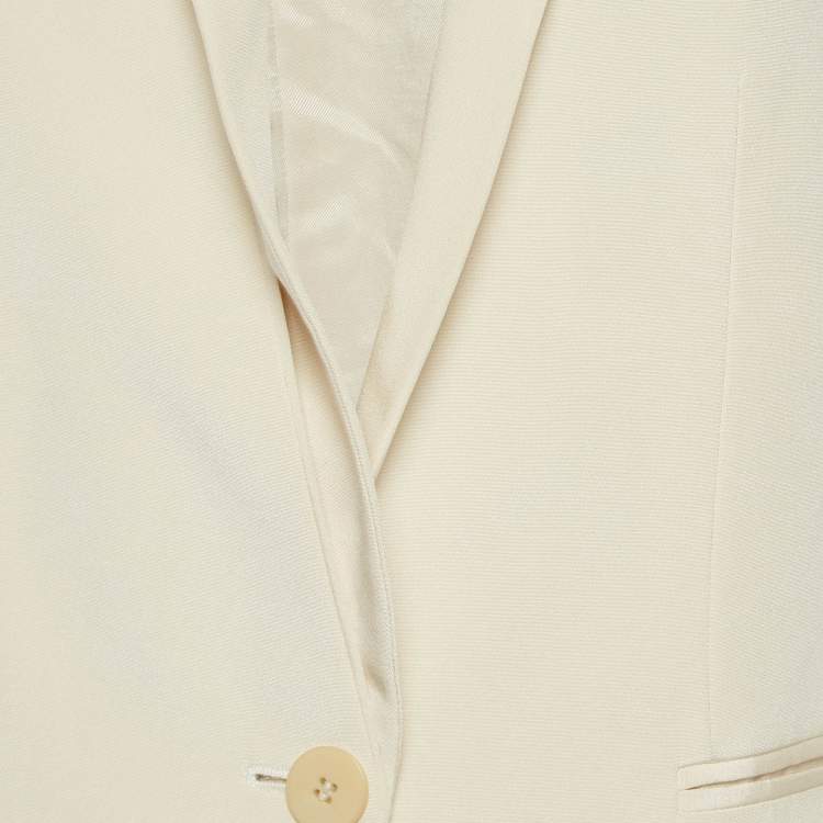 Pre Owned Stella McCartney Cream Silk Single Breasted Blazer S