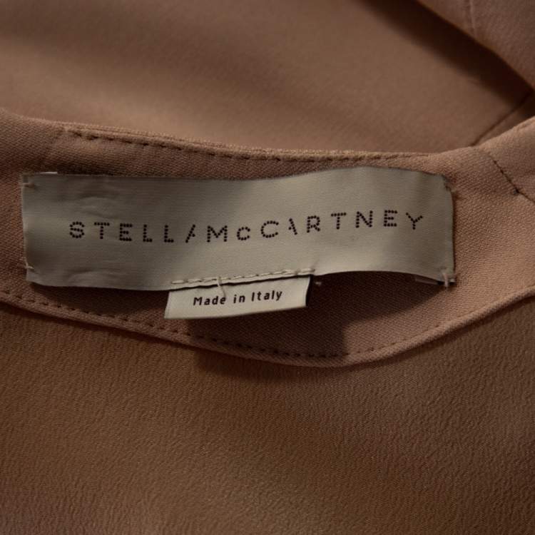 Pre Owned Stella McCartney Beige Floral Embroidered Crepe V Neck Sheath Dress M 
