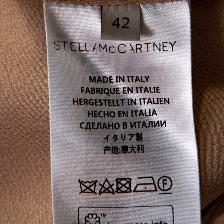 Pre Owned Stella McCartney Beige Floral Embroidered Crepe V Neck Sheath Dress M 