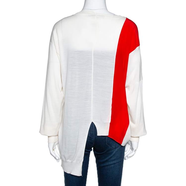 Pre Owned Stella McCartney Bicolor Wool Jersey Asymmetric Jumper M