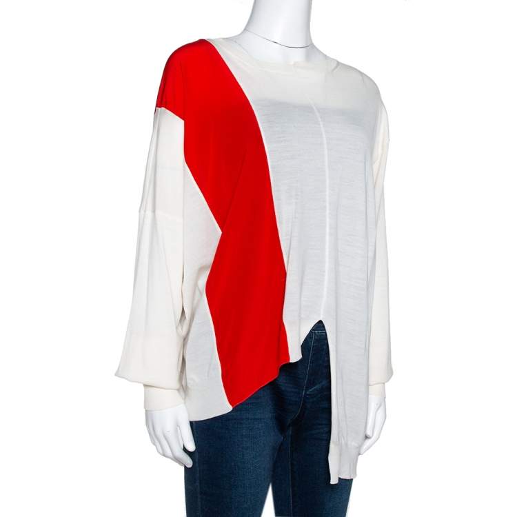 Pre Owned Stella McCartney Bicolor Wool Jersey Asymmetric Jumper M