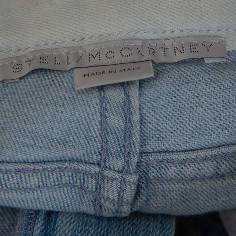 Pre Owned Stella McCartney Blue & Cream Star Print Denim Boyfriend Jeans M