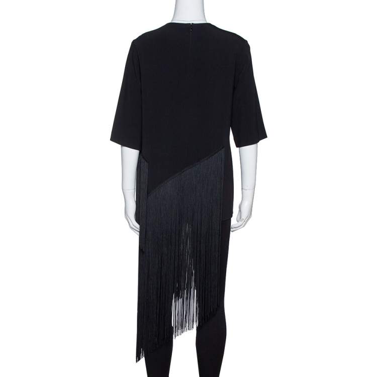 Pre Owned Stella McCartney Black Stretch Crepe Edith Fringed Top S