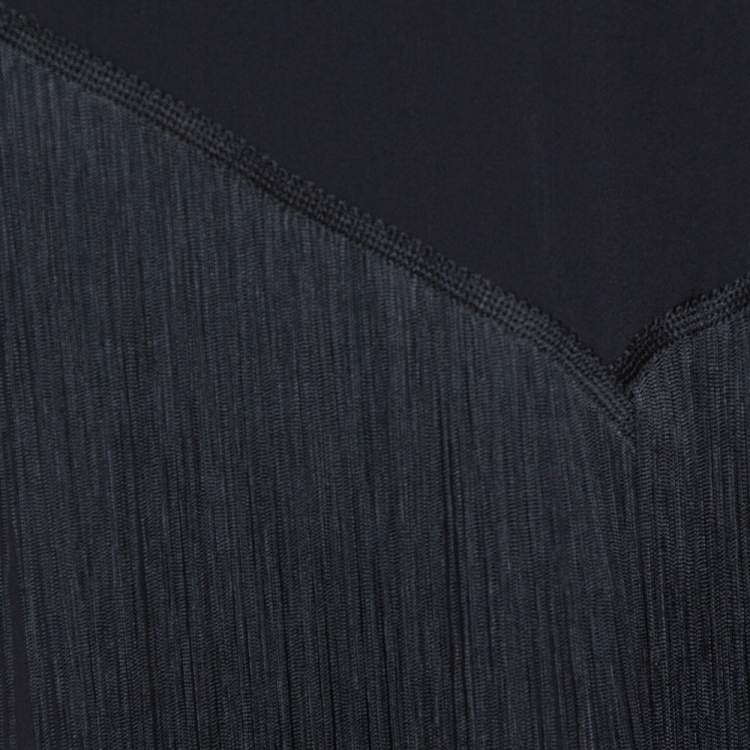 Pre Owned Stella McCartney Black Stretch Crepe Edith Fringed Top S