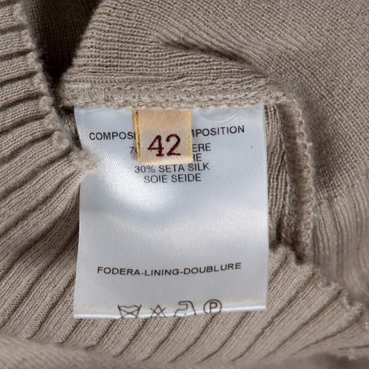 Pre Owned Stella McCartney Beige Cashmere & Silk Chunky Knit Trim Sweater M