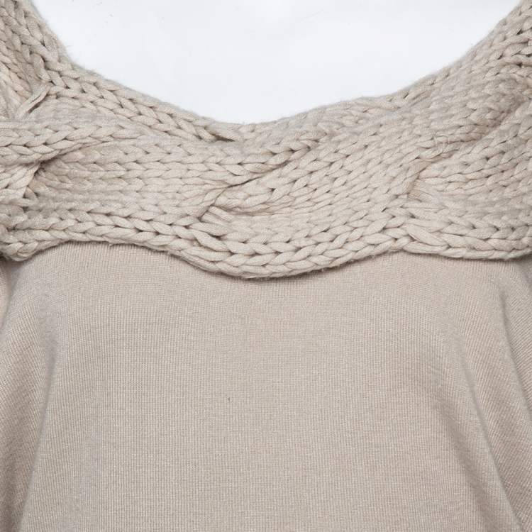 Pre Owned Stella McCartney Beige Cashmere & Silk Chunky Knit Trim Sweater M