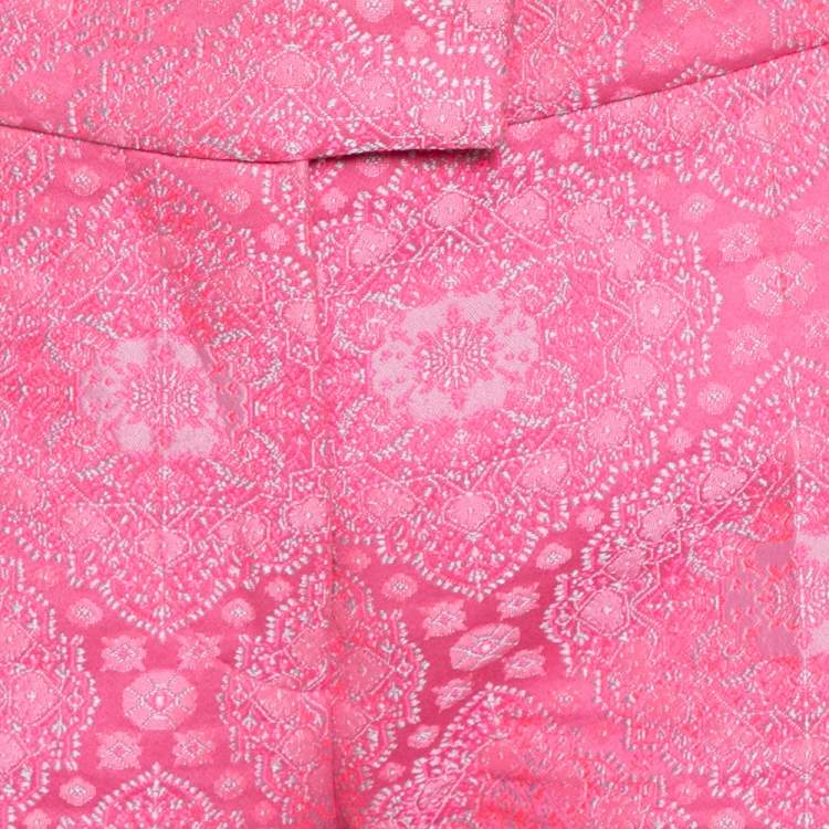 Pre Owned Stella McCartney Neon Pink Cotton Jacquard Tapered Pants S