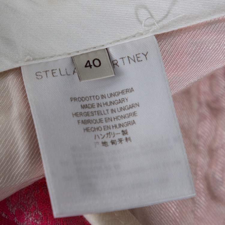 Pre Owned Stella McCartney Neon Pink Cotton Jacquard Tapered Pants S