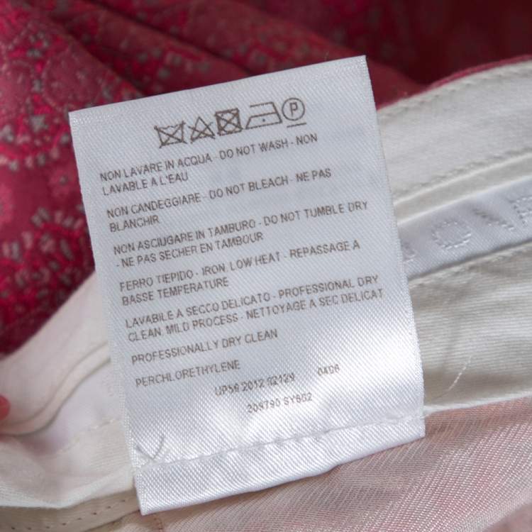 Pre Owned Stella McCartney Neon Pink Cotton Jacquard Tapered Pants S