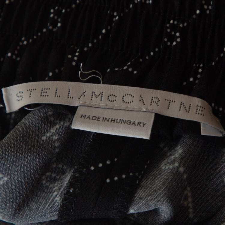 Pre Owned Stella McCartney Black Logo Print Silk Blend Jogger Pants L