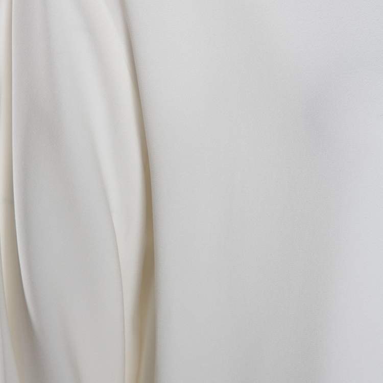 Pre Owned Stella McCartney White Crepe Zip Detail Long Sleeve Blouse L