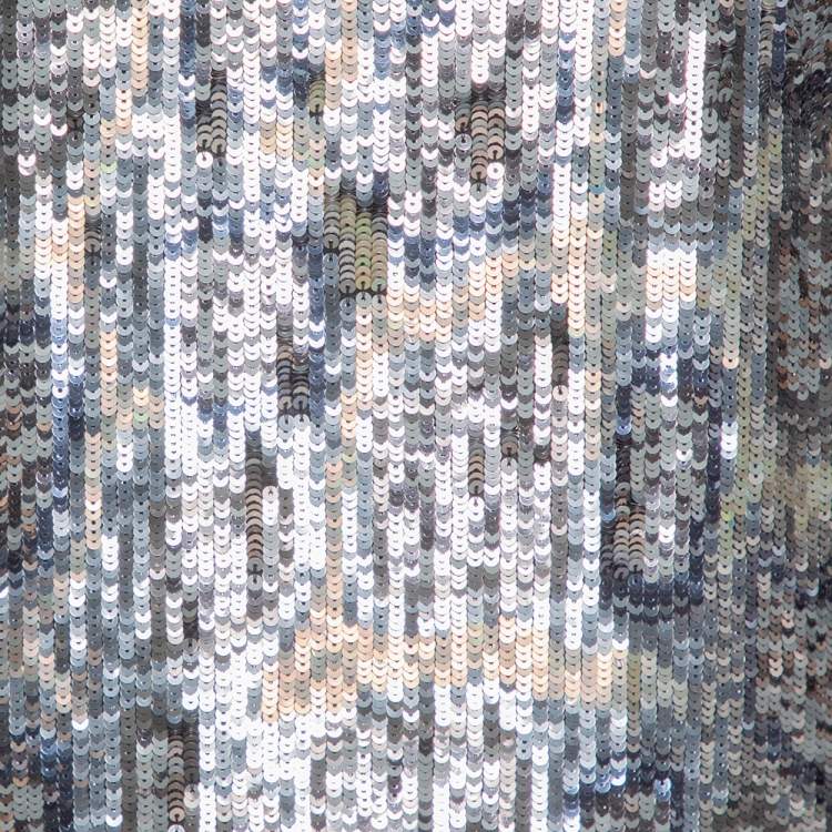 Pre Owned Stella McCartney Metallic Sequin Embellished Short Sleeve Shift Dress M