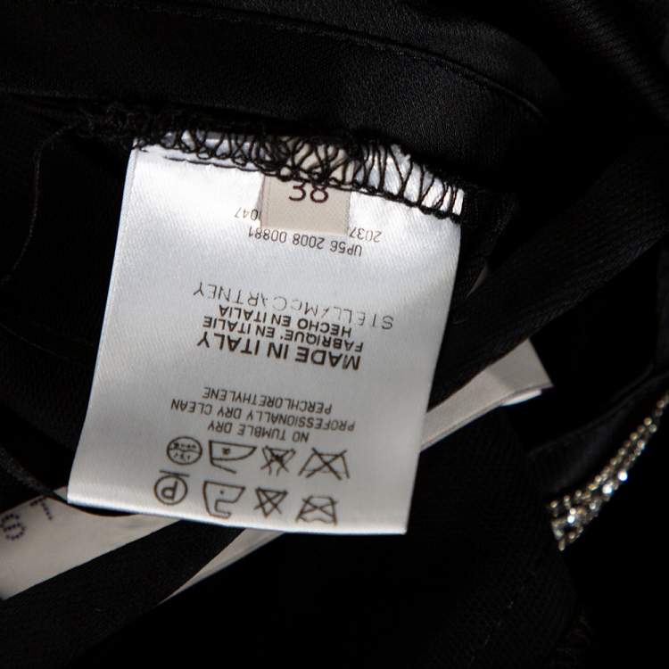Pre Owned Stella McCartney Black Satin Embellished Halter Neck Dress S
