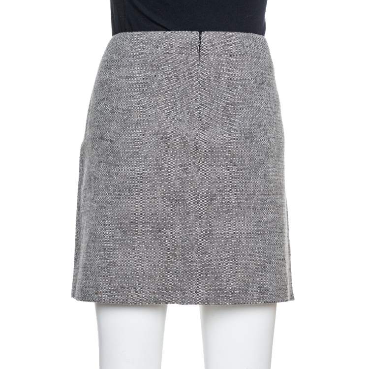 Pre Owned Stella McCartney Grey Tweed Embroidered Mini Skirt M