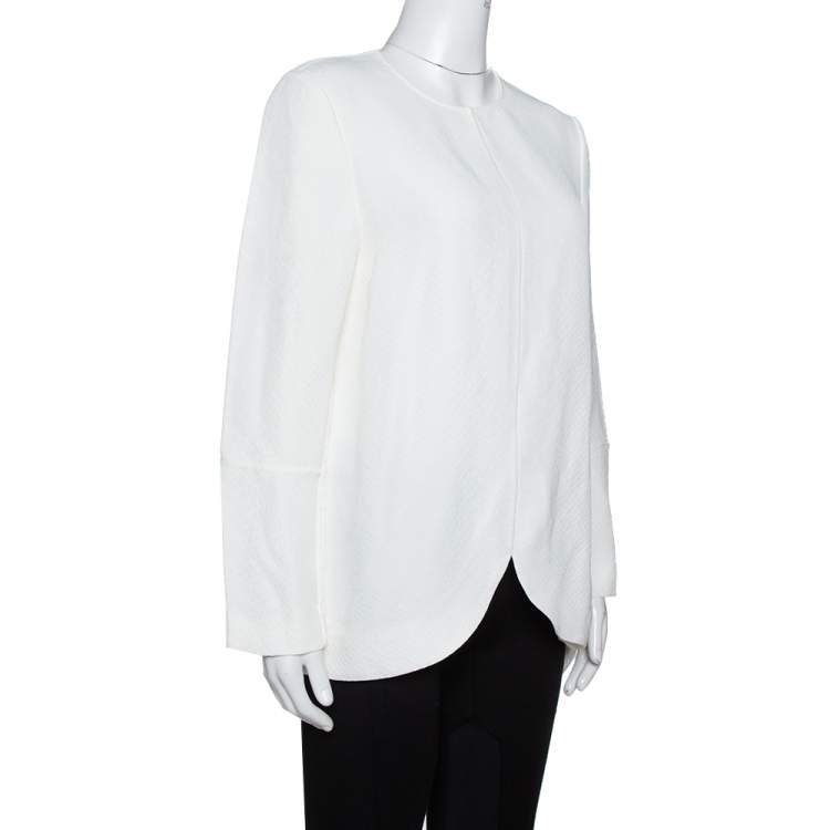 Pre Owned Stella McCartney Ivory Textured Jacquard Long Sleeve Blouse M