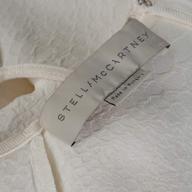 Pre Owned Stella McCartney Ivory Textured Jacquard Long Sleeve Blouse M