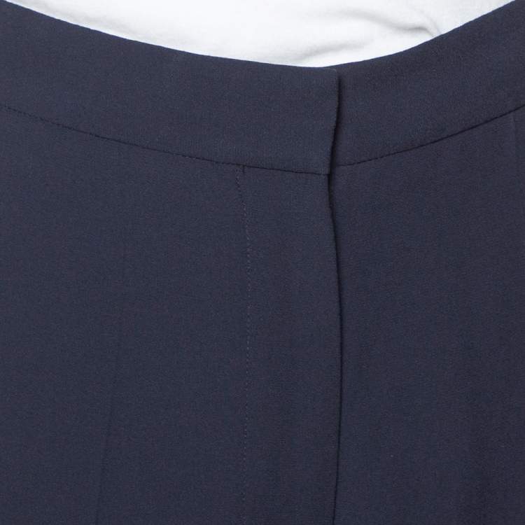 Pre Owned Stella McCartney Navy Blue Crepe Side Slit Detail Trousers S