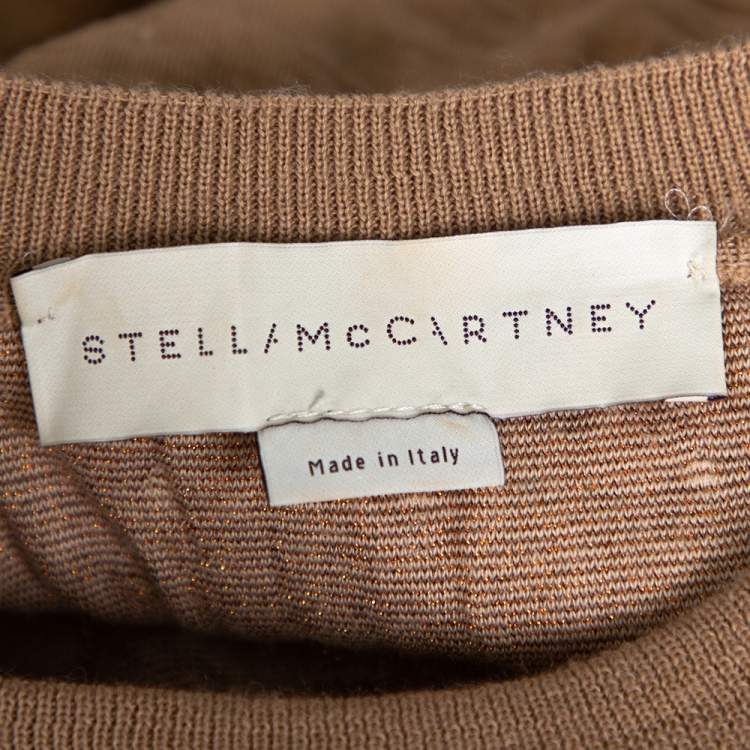 Pre Owned Stella McCartney Beige Leopard Jacquard Knit Sweatshirt L
