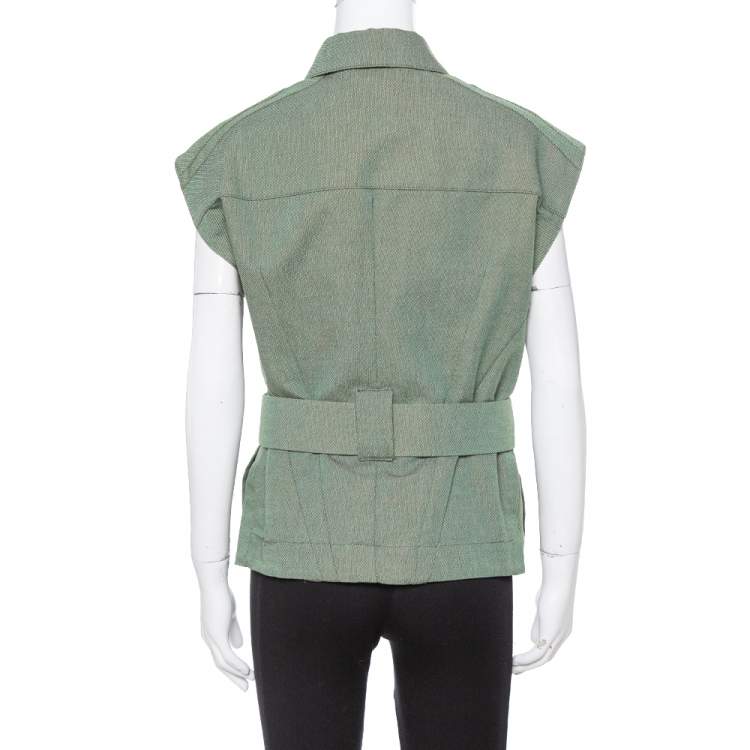 مملوكة مسبقًا Stella McCartney Green Canvas Belted Vest S