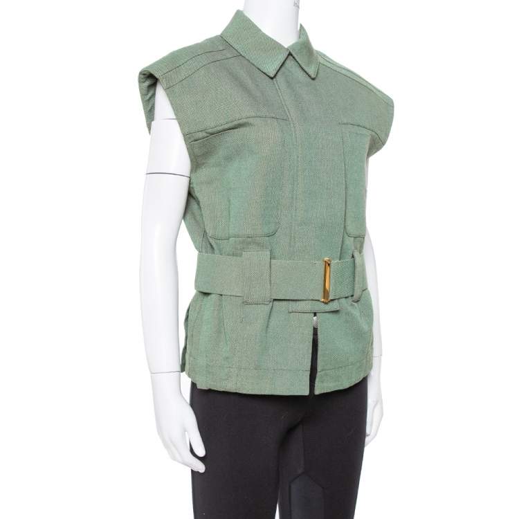 مملوكة مسبقًا Stella McCartney Green Canvas Belted Vest S