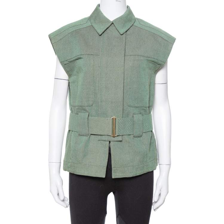 مملوكة مسبقًا Stella McCartney Green Canvas Belted Vest S