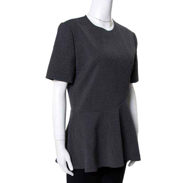 Pre Owned Stella McCartney Grey Stretch Wool Mirella Peplum Top S