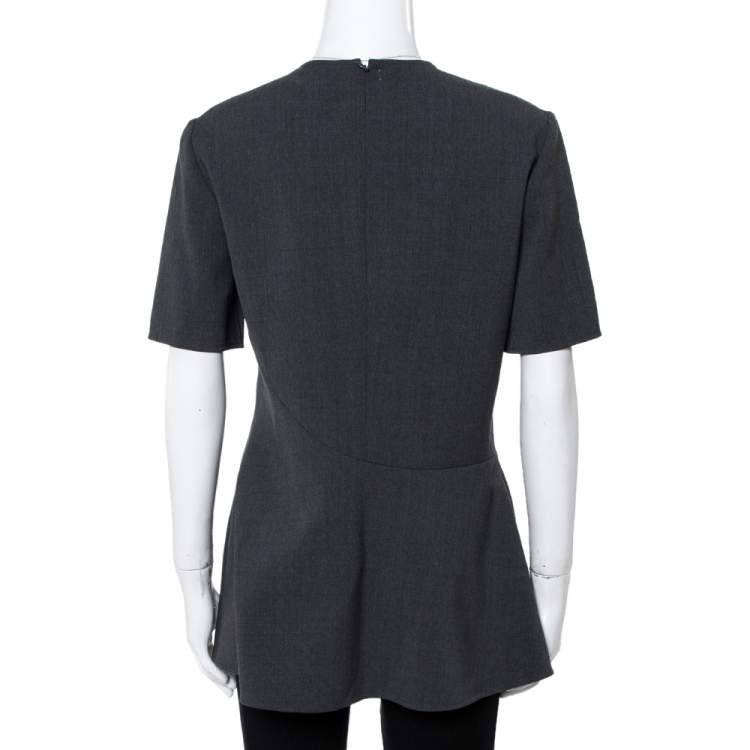 Pre Owned Stella McCartney Grey Stretch Wool Mirella Peplum Top S