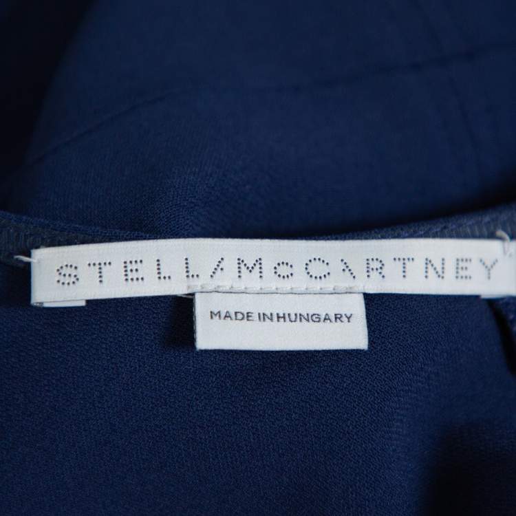 Pre Owned Stella McCartney Navy Blue Crepe Flared Midi Dress L