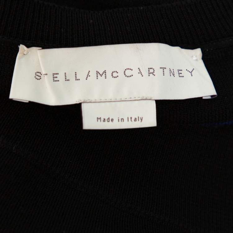 Pre Owned Stella McCartney Black Striped Wool Oversized Sweater S