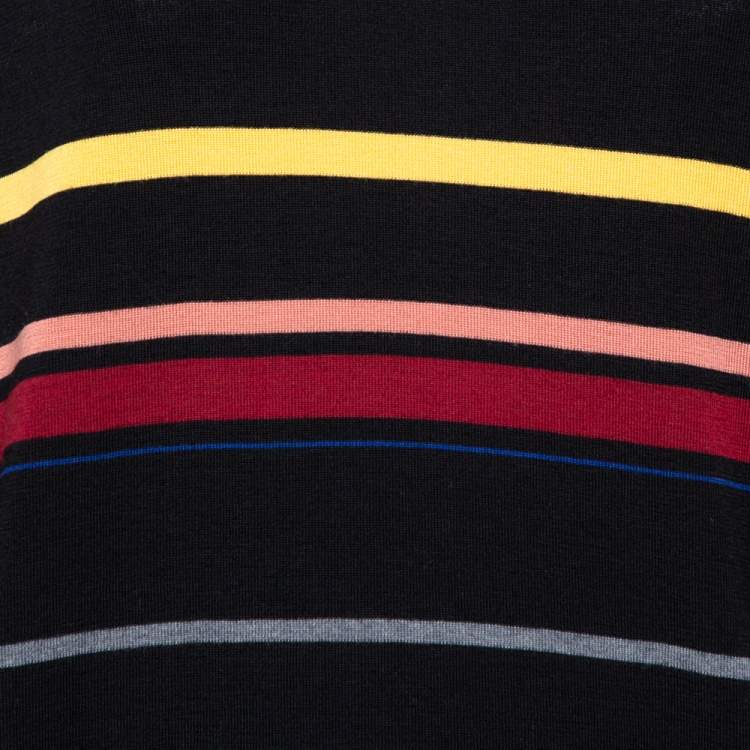 Pre Owned Stella McCartney Black Striped Wool Oversized Sweater S