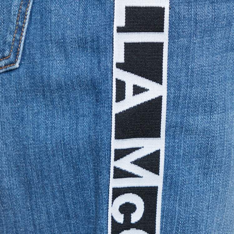 Pre Owned Stella McCartney Blue Denim Logo Tape Detail Straight Leg Jeans M