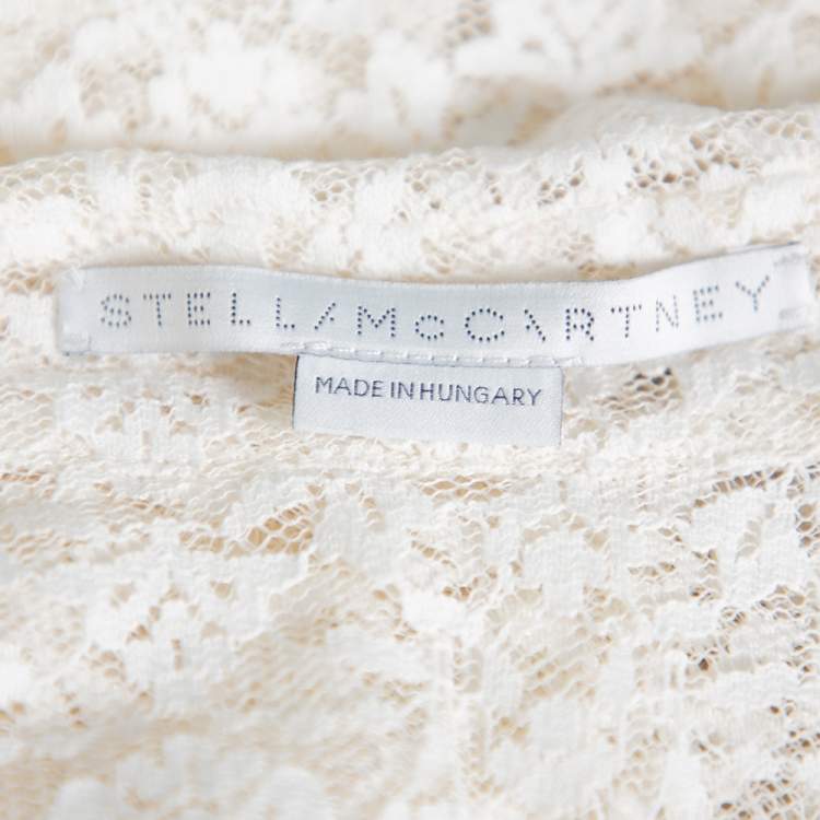 Pre Owned Stella McCartney Cream Lace Button Front Sheer Crop Top M