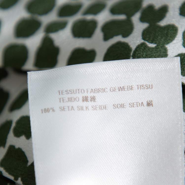 Pre Owned Stella McCartney Green & White Printed Silk Elastic Waist Trousers S