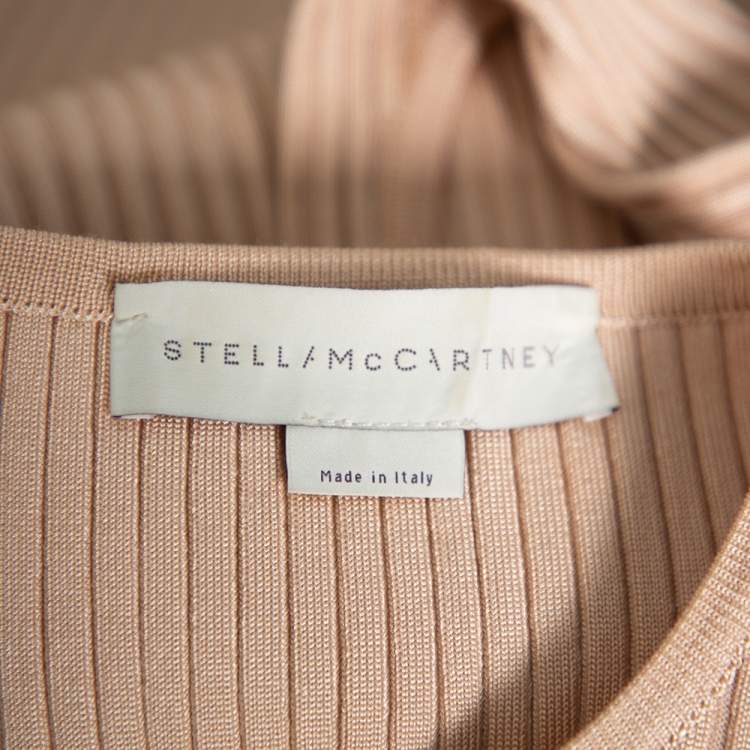 Pre Owned Stella McCartney Beige Rib Knit Sleeveless Flared Top & Flared Pants Set S
