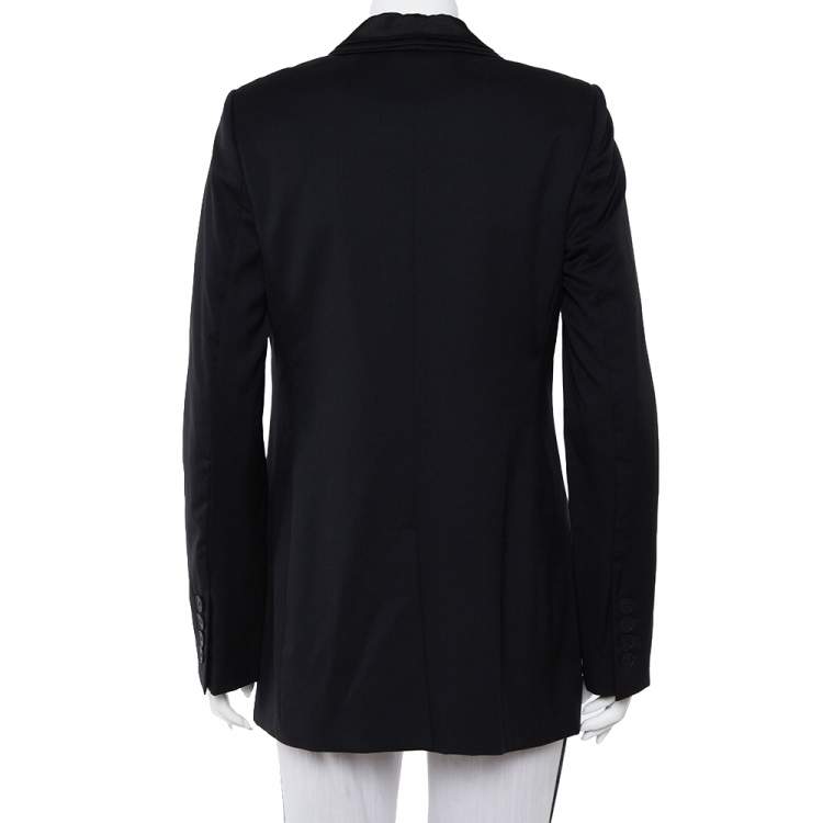 مملوكة مسبقًا Stella McCartney Midnight Blue Wool Contrast Trim Detail Mathilda Blazer L