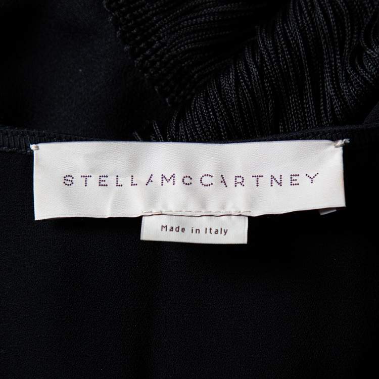 Pre Owned Stella McCartney Black Crepe Fringe Detail Sleeveless Top S