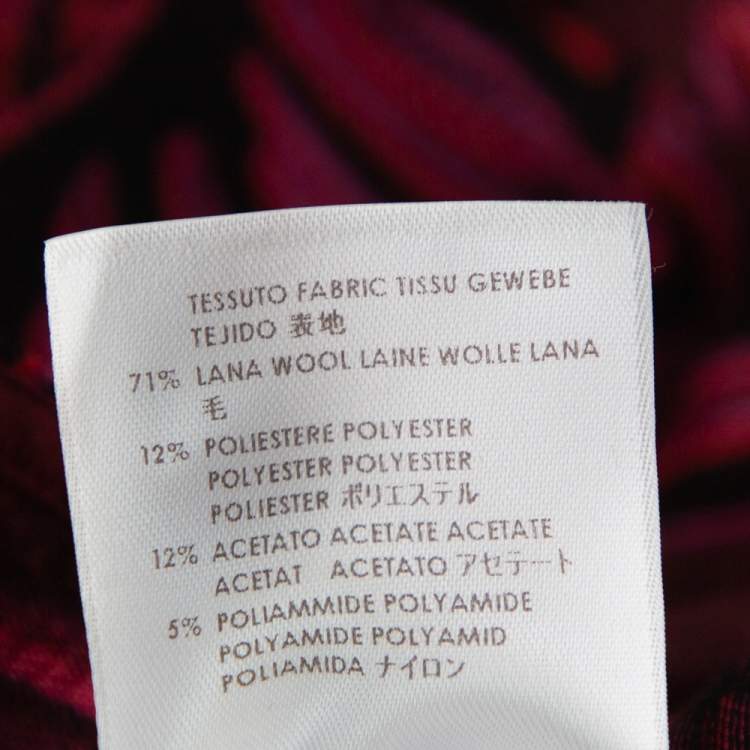 Pre Owned Stella McCartney Burgundy Floral Jacquard Wool Hi-Low Hem Top S