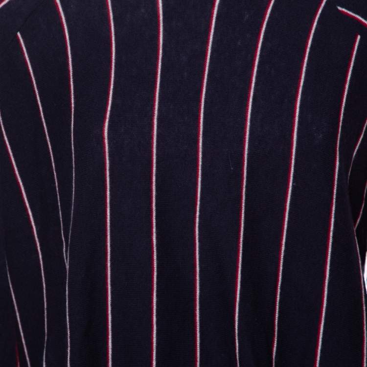 Pre Owned Stella McCartney Navy Blue Striped Wool Hi-Low Hem Jumper S