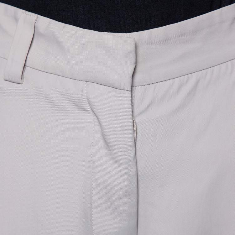 Pre Owned Stella McCartney Ecru Silk Blend Wide Leg Trousers M