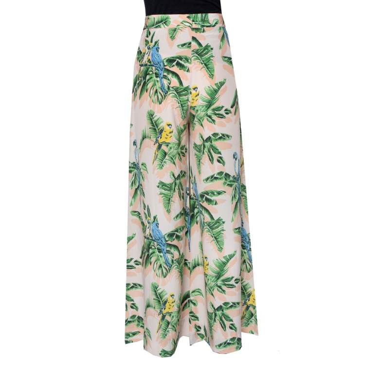 Pre Owned Stella McCartney Pastel Pink Printed Silk Palazzo Trousers S