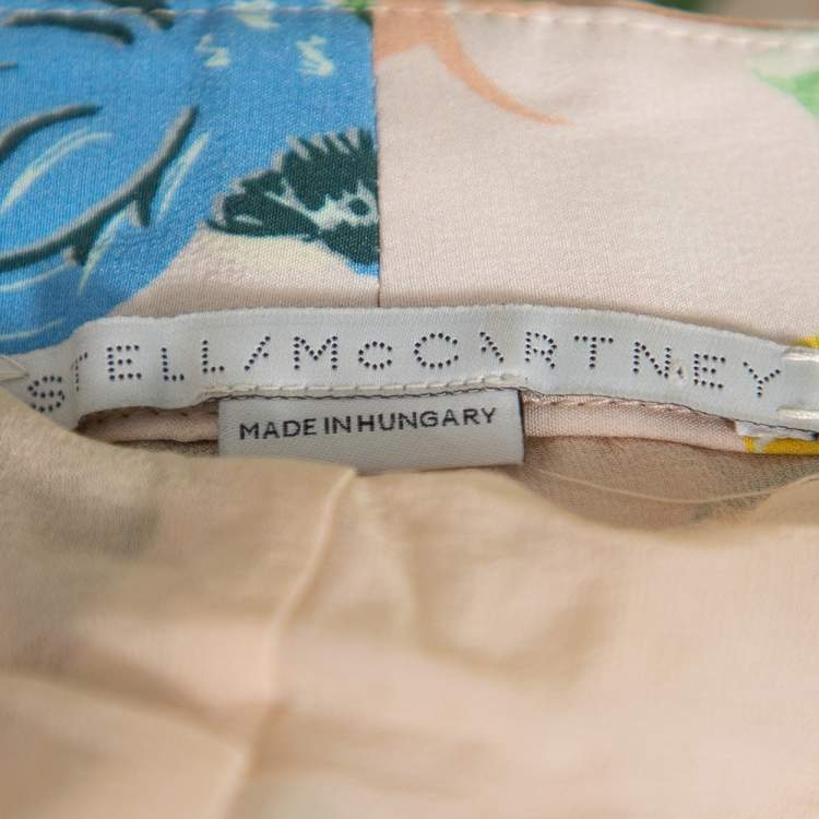 Pre Owned Stella McCartney Pastel Pink Printed Silk Palazzo Trousers S