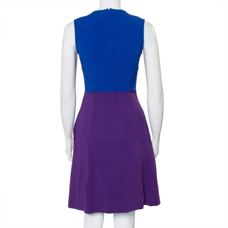 Pre Owned Stella McCartney Blue & Violet Crepe Paneled Sleeveless Dress S
