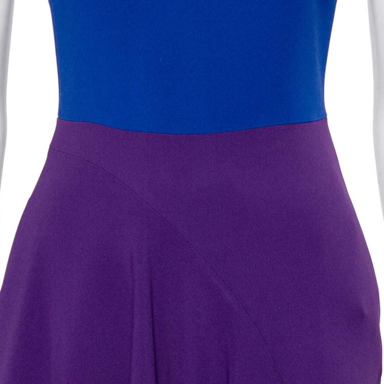 Pre Owned Stella McCartney Blue & Violet Crepe Paneled Sleeveless Dress S