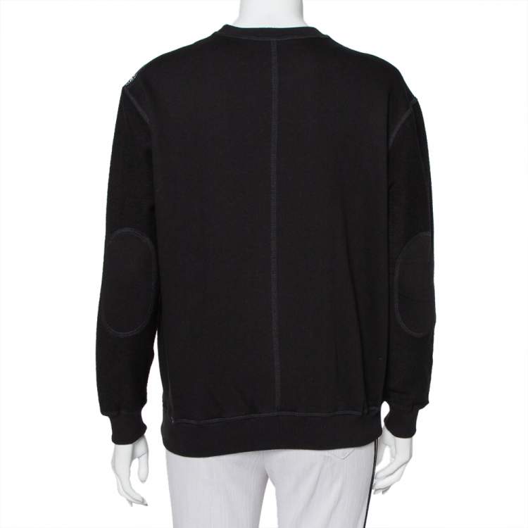 Pre Owned Stella McCartney Black Cotton Knit Paisley Jacquard Patch Detail Sweatshirt S