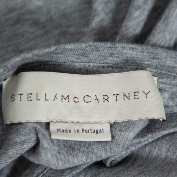 Pre Owned Stella McCartney Grey Cotton Chain Trim Cutout Shoulder Detail Crewneck T-Shirt M 