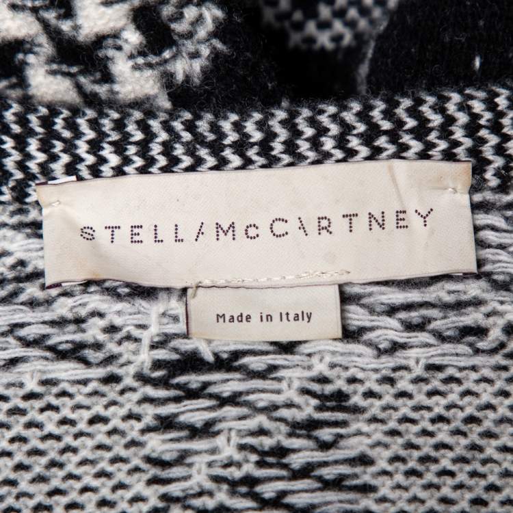 Pre Owned Stella McCartney Monochrome Houndstooth Pattern Wool Oversized Shift Dress S