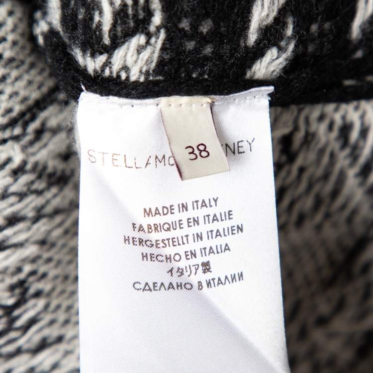Pre Owned Stella McCartney Monochrome Houndstooth Pattern Wool Oversized Shift Dress S