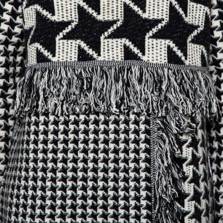 Pre Owned Stella McCartney Monochrome Houndstooth Pattern Wool Oversized Shift Dress S