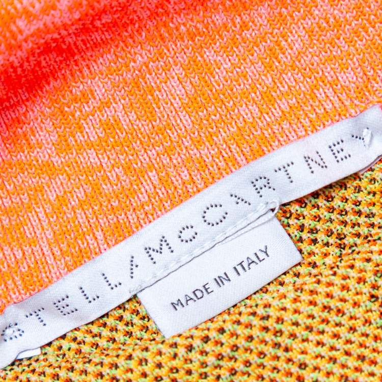 Pre Owned Stella McCartney Multicolor Neon Leopard Knit Fitted Midi Skirt M