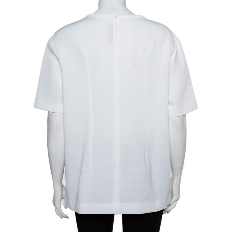 Pre Owned Stella McCartney White Cotton Rose Crochet Applique Top M